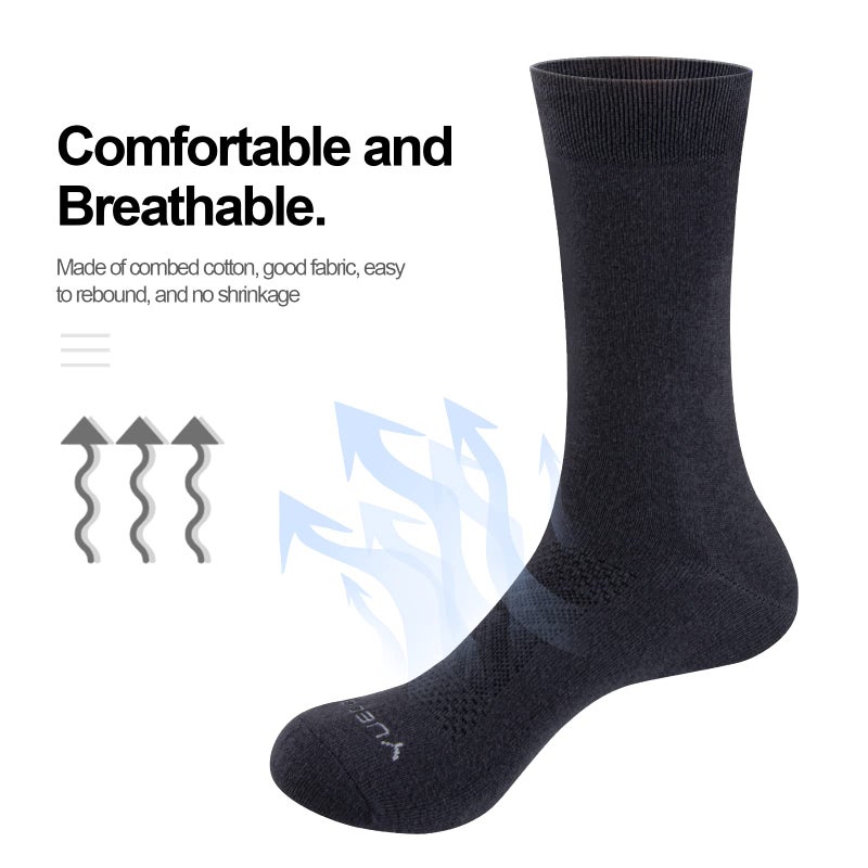 YUEDGE Basic Womens Socks Dress Socks Breathable Black Cotton Thin Crew Socks For Women, Size 6-9, 5 Pairs/Pack - Image 5